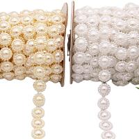 Mode Perlen Strang, ABS-Kunststoff-Perlen, mit Strass, keine, 13mmuff0c17mm, 9m/Spule, verkauft von Spule