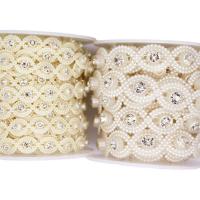 Mode Perlen Strang, ABS-Kunststoff-Perlen, plattiert, mit Strass, keine, 13mmuff0c20mm, verkauft von Spule