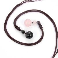Quartz Necklace, Obsidian, with Rose Quartz, fashion jewelry 16mm 