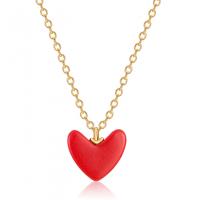 Brass Jewelry Necklace, with Plastic, with 1.96 inch extender chain, Heart, gold color plated, for woman Approx 15.74 Inch 