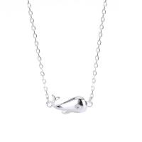 Brass Jewelry Necklace, with 1.96 inch extender chain, Whale, platinum color plated, for woman Approx 15.74 Inch 