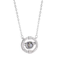 Brass Miniature Projection Necklace, with Gemstone, with 1.96 inch extender chain, plated, micro pave cubic zirconia & for woman Approx 15.74 Inch 