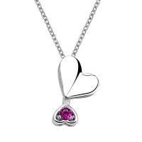 Brass Cubic Zirconia Necklace, with White Shell, with 1.96 inch extender chain, Heart, platinum color plated, micro pave cubic zirconia & for woman Approx 15.74 Inch 