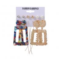 Zinc Alloy Earring Set, with Acrylic, 6 pieces & fashion jewelry & for woman 