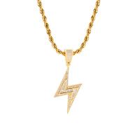 Brass Sweater Chain Necklace, Lightning Symbol, plated, French Rope Chain & Unisex & micro pave cubic zirconia Approx 60 cm 