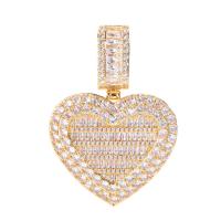 Fashion Locket Necklace, Brass, Heart, plated, French Rope Chain & Unisex & micro pave cubic zirconia Approx 60 cm 