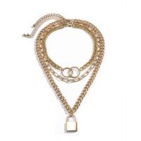 Fashion Multi Layer Necklace, Zinc Alloy, with iron chain, Lock, plated, for woman & multi-strand 26cm,36cm,45cm 