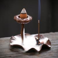 Incense Smoke Flow Backflow Holder Ceramic Incense Burner, Brass, plated, for home and office & durable 