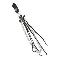 Zinc Alloy Key Chain Jewelry, with PU Leather, for man, black, 220mm 