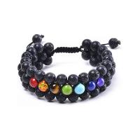 Gemstone Woven Ball Bracelets, Lava, with Natural Stone, Unisex & radiation protection 8mm cm 