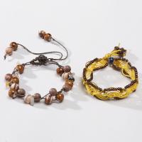 Gemstone Woven Ball Bracelets, Plastic, with Natural Stone & Porcelain, multilayer & Unisex 8mm cm 