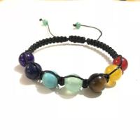 Gemstone Woven Ball Bracelets, Natural Stone, Unisex & radiation protection, multi-colored, 8mm cm 