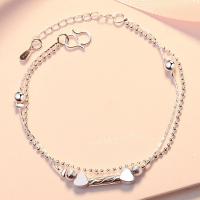 Brass Bracelets, silver color plated, Double Layer & for woman Approx 7.87 Inch 