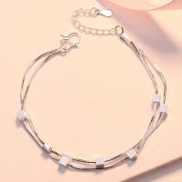 Brass Bracelets, silver color plated, Double Layer & for woman Approx 7.87 Inch 