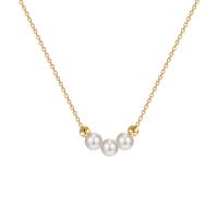 Collar de Acero Inoxidable, con Perlas plásticas, Joyería & para mujer, dorado, 380mm, Vendido por Sarta