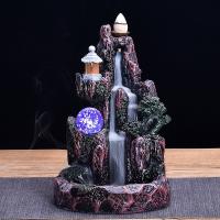 Incense Smoke Flow Backflow Holder Ceramic Incense Burner, Resin, plated, for home and office & durable & with LED light 