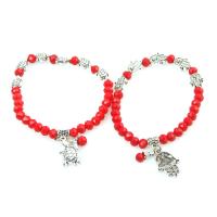 Gemstone Bracelets, Natural Stone, with Zinc Alloy, Abacus, for woman & faceted, red 