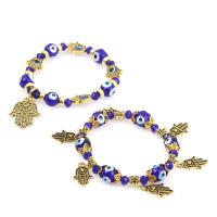Evil Eye Jewelry Bracelet, Lampwork, with Zinc Alloy, for woman, blue 0c 