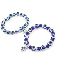 Evil Eye Jewelry Bracelet, Lampwork, with Zinc Alloy, Evil Eye Hamsa, for woman, blue 
