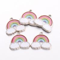 Zinc Alloy Enamel Pendants, Rainbow, platinum color plated & DIY Approx 2mm 