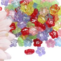 Acrylic Alphabet Beads, Plastic, with Acrylic, Plum Blossom, enamel 