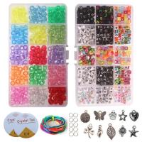 Plastic Alphabet Beads, DIY & enamel, multi-colored 6mm 