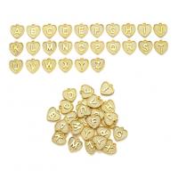Colgantes de Aleación de Zinc en Forma Alfabeto, Corazón, chapado en color dorado, Bricolaje, 16x15mm, agujero:aproximado 2mm, 26PCs/Set, Vendido por Set