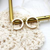 Brass Huggie Hoop Earring Finding, 18K gold plated & micro pave cubic zirconia 