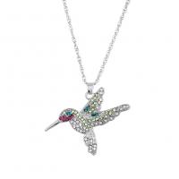 Rhinestone Zinc Alloy Necklace, with 2.36inch extender chain, Hummingbird, fashion jewelry & for woman & with rhinestone, silver color .72 Inch 