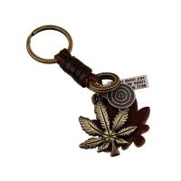 Zinc Alloy Key Clasp, with PU Leather, for man, brown, 110mm 