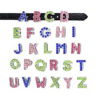 Zinc Alloy Slide Charm, Alphabet Letter, durable & DIY & with rhinestone 11-13mm Approx 8mm 