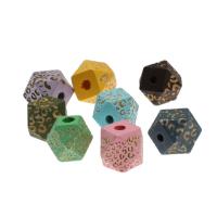 Perles en bois teints, polygone, plus de couleurs à choisir, 10mmuff0c12mmuff0c16mm Environ 3mm, Vendu par PC