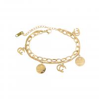 Titanium Steel Bracelet & Bangle, with 1.96 inch extender chain, 18K gold plated Approx 6.3 Inch 