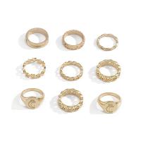 Zinc Alloy Ring Set, gold color plated, nine pieces & for woman, 17mm,16mm 