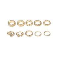 Zinc Alloy Ring Set, gold color plated, 10 pieces & for woman, 17mm,16mm 