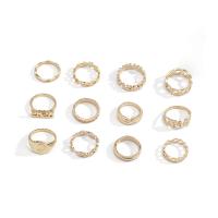 Zinc Alloy Ring Set, gold color plated, 12 pieces & for woman, 17mm,16mm,18mm 