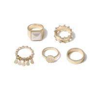 Zinc Alloy Ring Set, gold color plated, 4 pieces & for woman, 17mm,18mm 