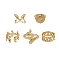 Zinc Alloy Ring Set, gold color plated, 5 pieces & for woman, 17mm,16mm,16.7mm,16.5mm 