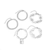 Zinc Alloy Bracelet Set, with Iron, with 1.96 inch extender chain, platinum color plated, 5 pieces & for woman Approx 6.3 Inch 