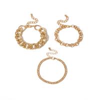 Iron Bracelet Set, with 1.96 inch extender chain, gold color plated, 3 pieces & for woman Approx 6.3 Inch 