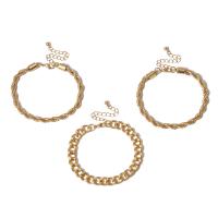 Zinc Alloy Bracelet Set, with 1.96 inch extender chain, gold color plated, 3 pieces & for woman Approx 6.7 Inch 