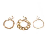 Zinc Alloy Bracelet Set, with 1.9 inch extender chain, gold color plated, 3 pieces & for woman Approx 6 Inch 