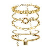 Zinc Alloy Bracelet Set, bangle & bracelet, with 1.9 inch extender chain, plated, 5 pieces & for woman 60mm Approx 6.2 Inch 