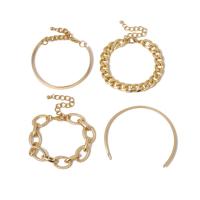 Zinc Alloy Bracelet Set, bangle & bracelet, with aluminum chain, with 1.96 inch extender chain, plated, 4 pieces & for woman 58mm,65mm Approx 6.2 Inch 