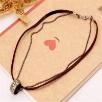 PU Leather Cord Necklace, Zinc Alloy, with PU Leather, Adjustable & Unisex brown, 65-70cm,0.4cm 
