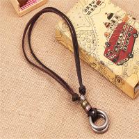 PU Leather Cord Necklace, Zinc Alloy, with PU Leather, Adjustable & Unisex, brown, 65-70cm,0.4cm 