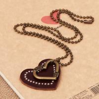 Zinc Alloy Necklace, with PU Leather, Adjustable & Unisex, brown, 25*2cm,0.2cm 