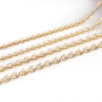 Brass Beading Chains, with pearl, high quality plated, DIY & for woman, golden 0c 