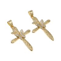 Rhinestone Brass Pendants, Butterfly, micro pave rhinestone, golden Approx 4mm 