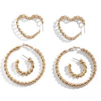 Zinc Alloy Earring Set, gold color plated, 3 pieces & for woman, 26*28mm,36*35mm,57*58mm 
